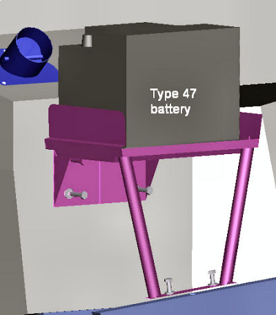 Battery mount, front