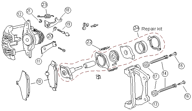 Rear caliper parts
